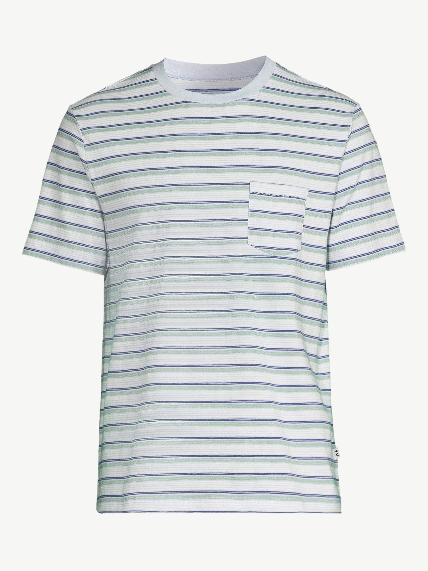 Free Assembly Men's Variegated Stripe Pocket Tee with Short Sleeves