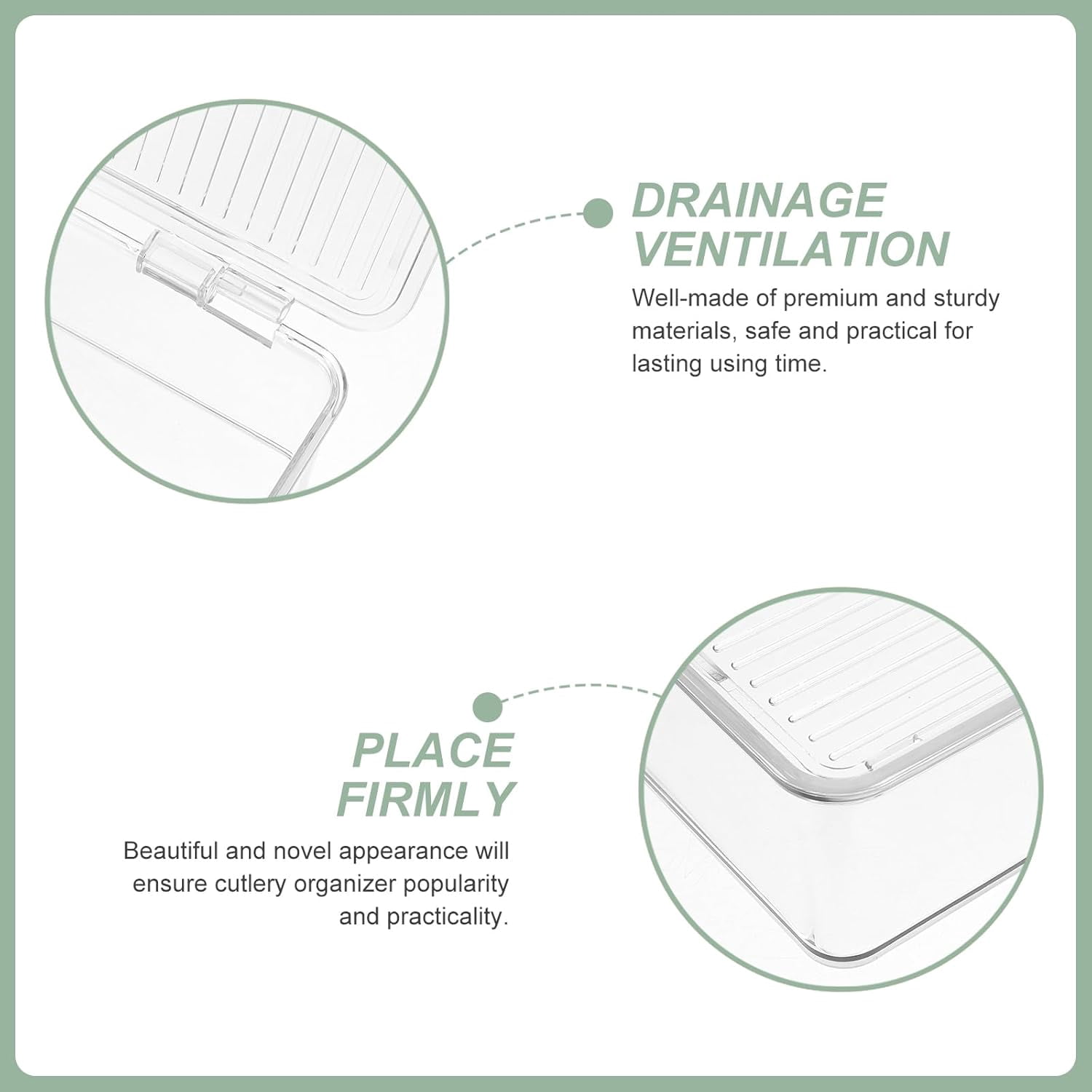 Transparent Plastic Utensil Holder with Hinged Lid, Stackable Cutlery Organizer for Forks, Knives, Spoons, and Tableware, Multi-Purpose Storage Box for Kitchen, Bathroom, Office, and Dorm, 10.