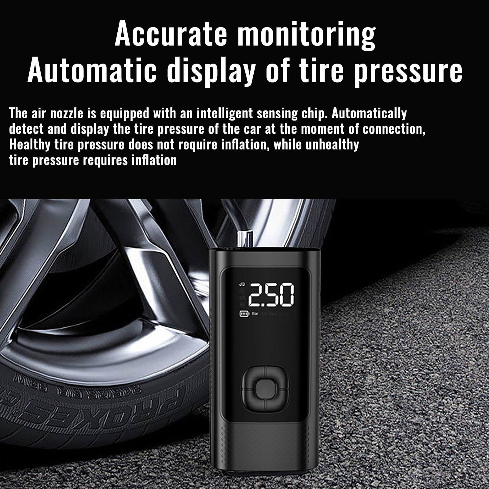 Yunuuuoa Portable Car Tire Inflator Air Compressor 12V DC Electric Pump with Digital Pressure Gauge Auto Emergency Kit for Cars Trucks SUVs Bikes