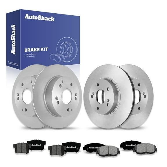 AutoShack Front Vented & Rear Solid Brake Rotors   Premium Ceramic Pads 12-PC Brake Kit Replacement for 2003-2007 Honda Accord 2004-2008 Acura TSX