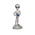 thumbnail image 1 of Real Metal UFO Alien Holding Faceted Crystal Ball Pewter Statue Gray, 1 of 4