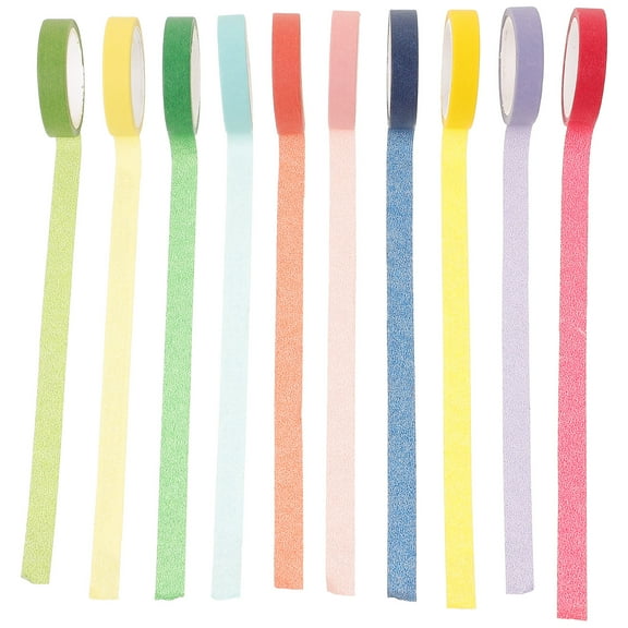 FELTECHELECTR Rainbow Adhesive Tapes Assorted Color Washi Paper 10 Rolls 1.45X1.45X0.28in