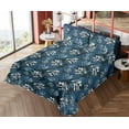 thumbnail image 4 of Ambesonne Leaves Fitted & Flat Sheet with Shams 4 Pcs Set, Watercolor Winter Leaf Art, Queen, Dark Sky Blue and Black, 4 of 5