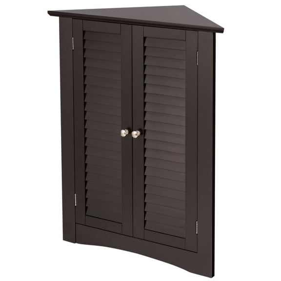 YYAo Bathroom Storage Cabinet, Toilet Storage Cabinet, Bathroom Corner Storage Freestanding Floor Cabinet with Shutter Door-Brown