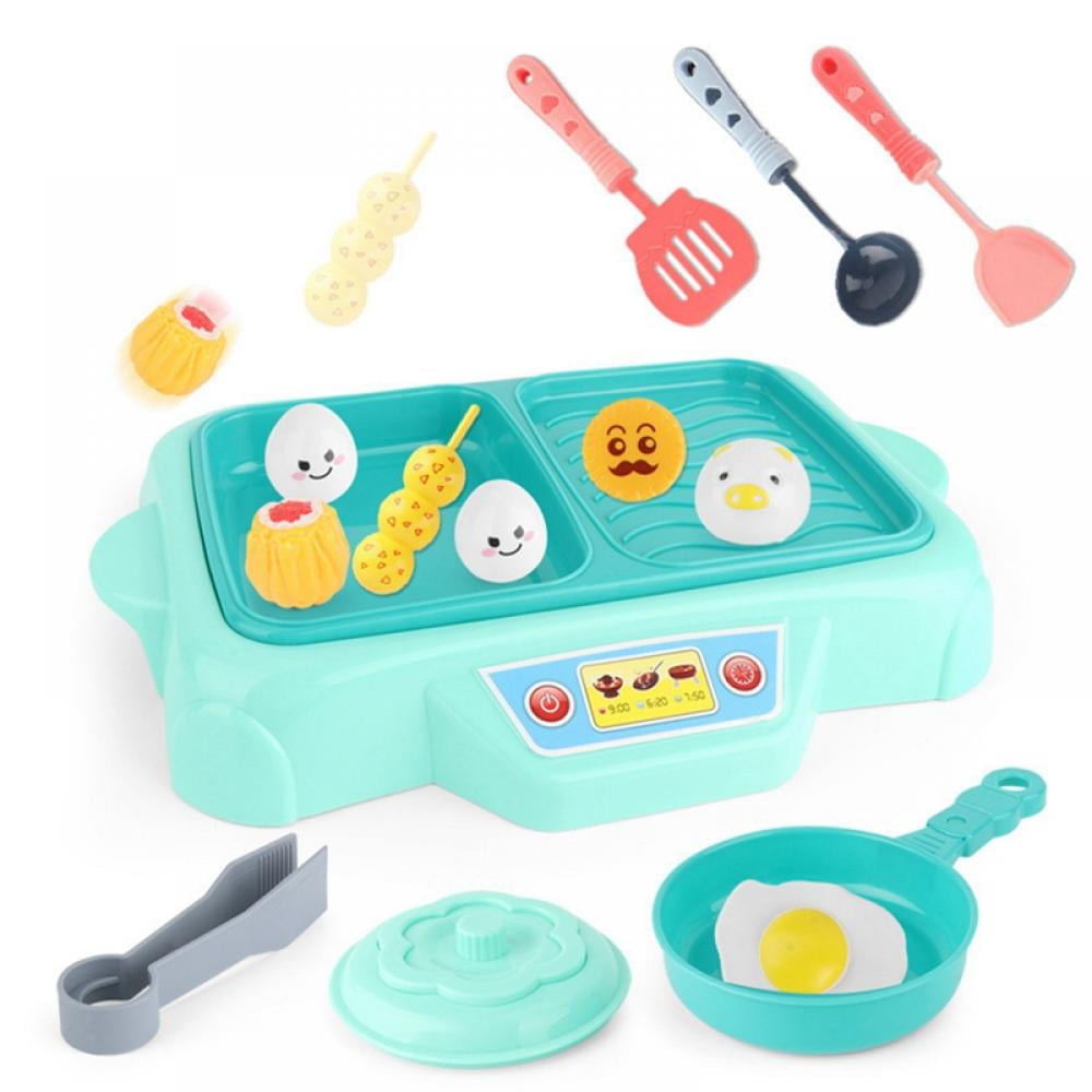 Kids Play Food Grill, Kitchen Playset Pretend BBQ Accessories Fine