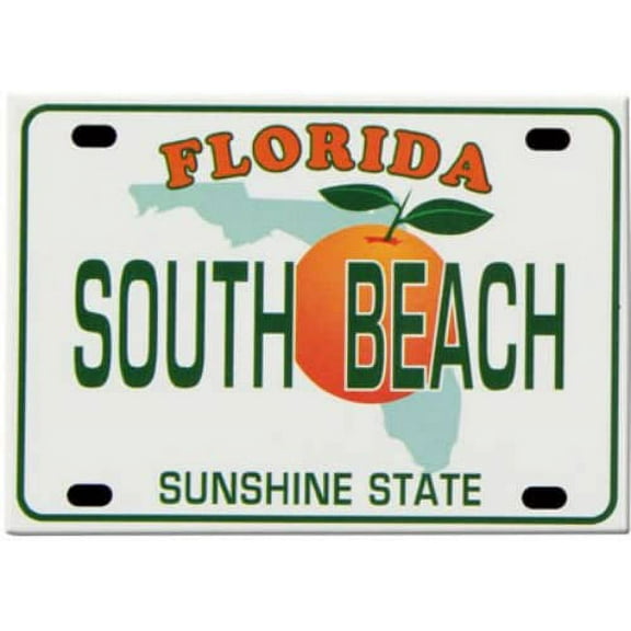 South Beach Florida License Plate Fridge Collector's Souvenir Magnet 2.5 inches X 3.5 inches