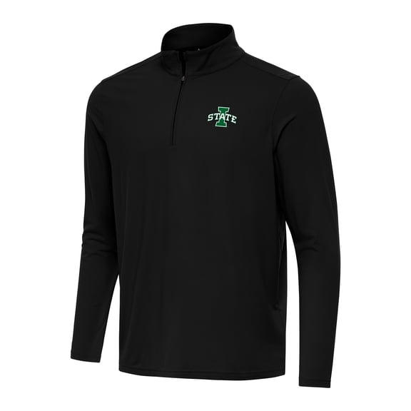 Men's Antigua Black Iowa State Cyclones St. Patrick's Day Intent Quarter-Zip Pullover