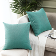 thumbnail image 2 of Jepeak Rustic Woven Textured Throw Pillow Covers Cushion Cases Pack of 2 Square Decorative Linen Pillow Cover for Sofa Couch Bed, Dark Cyan 24x24 inch, 2 of 9