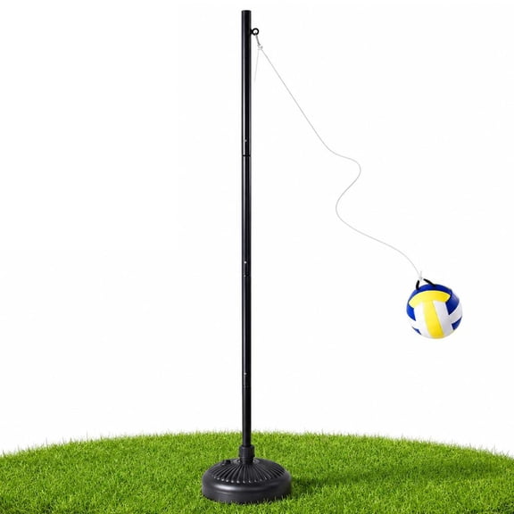 Heavy Duty Tetherball Set with 9ft Steel Pole, Rope, and Ball, Portable Base with Water Bag for Stability, Great for Backyard, Lawn, Beach, and Dog Play Areas