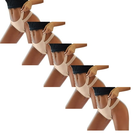 

Womens Underwear Brief Low Rise Female T Back Thongs Ladies Breathable Girl Intimates Lingerie Panties5PC