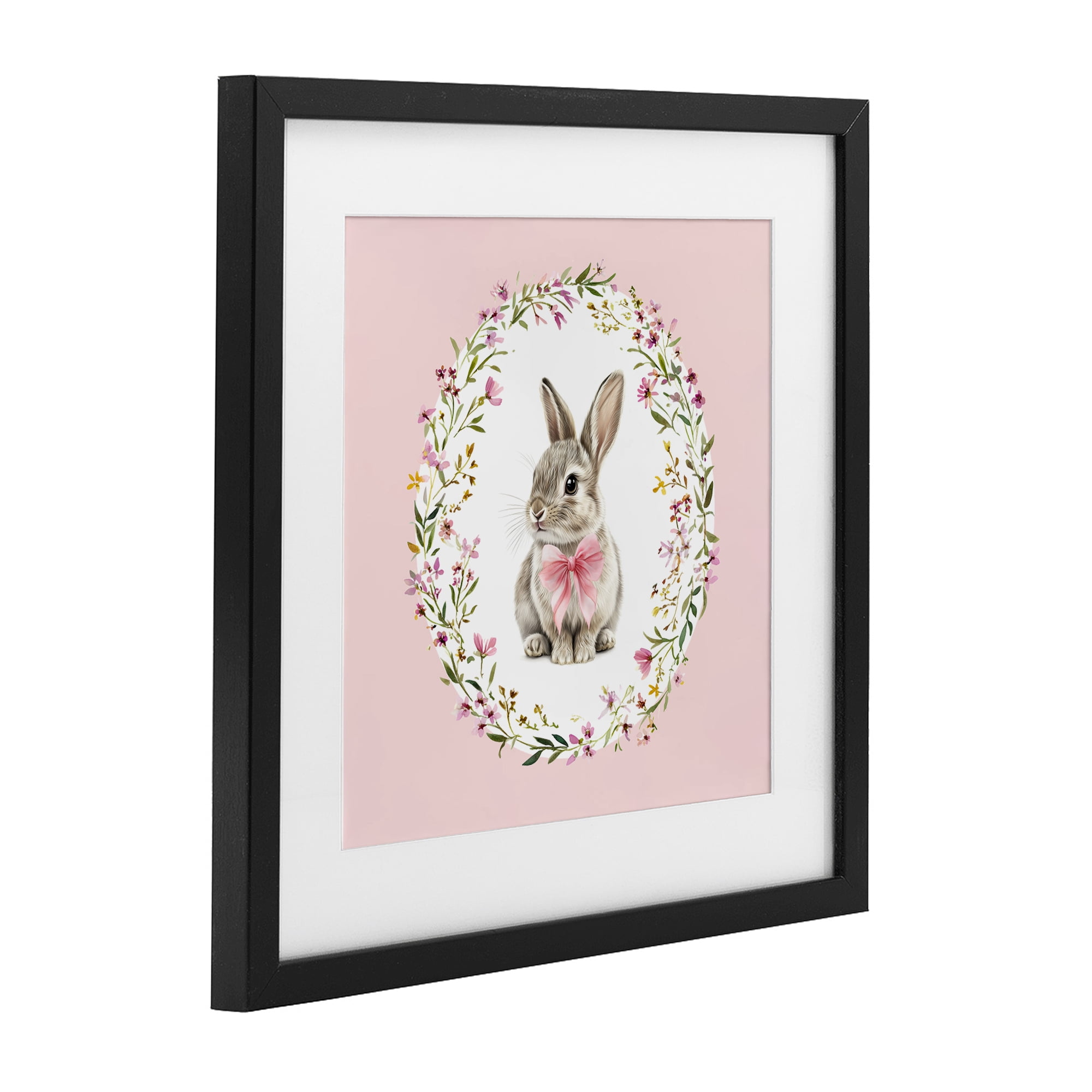 Stupell Industries Blush Pink Bunny Black Framed Print Under Glass, design by Christine Simpson Art