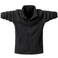 thumbnail image 2 of RYDCOT Men's Solid Color Polar Fleece Long Sleeved Cardigan Full Zip Stand up Collar Jacketr for Men Black XXXL(XXXL), 2 of 9