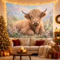 thumbnail image 3 of Highland Cow Among Colorful Wildflowers in a Meadow, Peaceful Rustic for Animal Lovers, Floral Wall Art, Housewarming Gift, Tapestry Wall Hanging for Bedroom and Living Room, 3 of 7