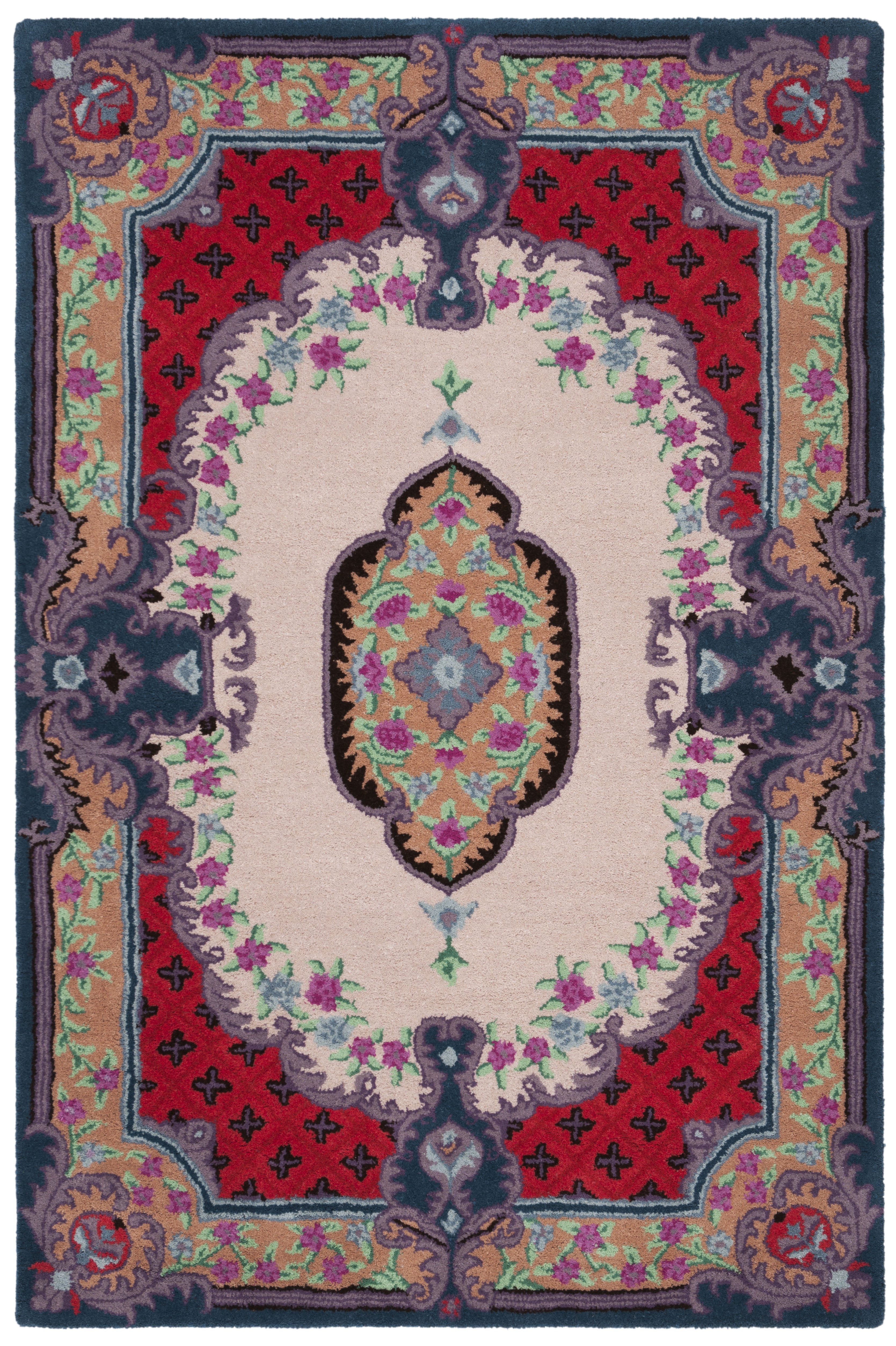 SAFAVIEH Bellagio Chandler Floral Wool Area Rug, Ivory/Pink, 4' x 6'