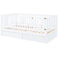 thumbnail image 4 of Twin Size Daybed With Fence Guardrails And 2 Drawers, White, Stylish Choice Sleeping Option, 4 of 7