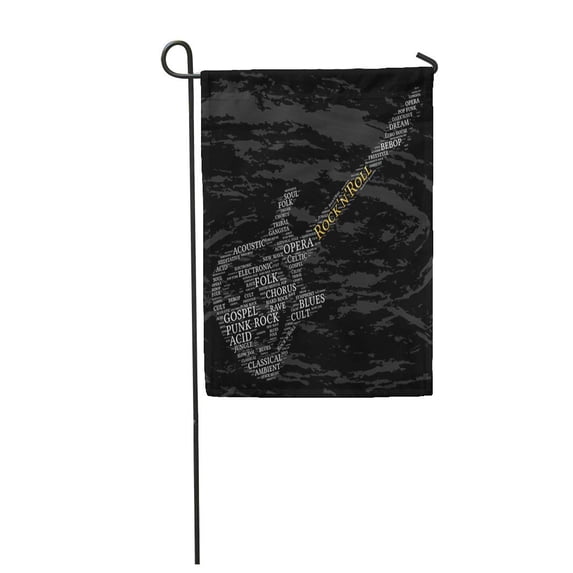 KDAGR Acid Rock N Roll Word Cloud Guitar Music Acoustic Garden Flag Decorative Flag House Banner 12x18 inch