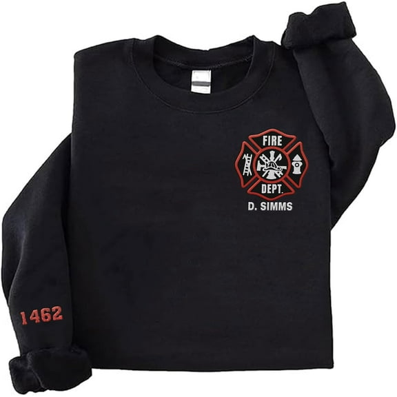 Personalized Embroidered Firefighter Sweatshirt, Custom Department Name Fire Man Firefighter Shirt (Grey, 3XL)