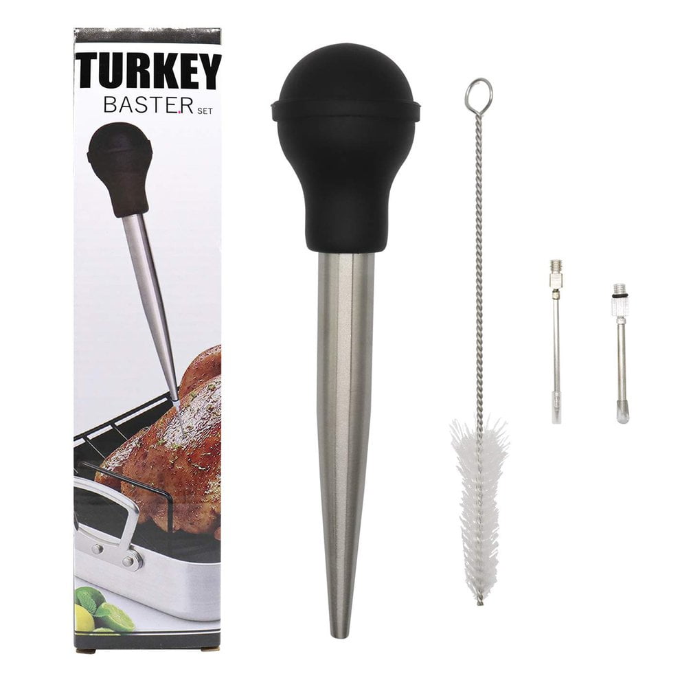 JOYWA Foodgrade Safe Stainless Steel Meat Baster Syringe With Cleaning