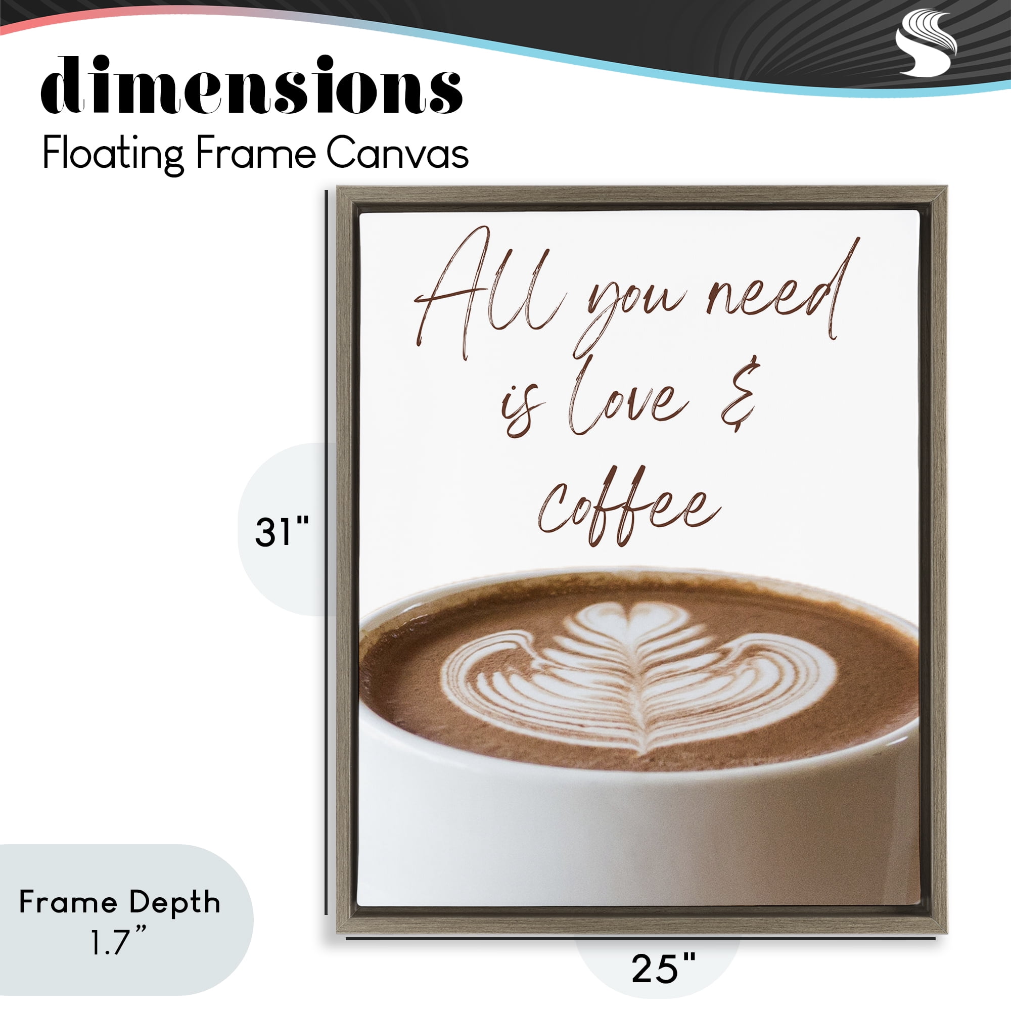 Stupell Industries All You Need Love & Coffee Brown Framed Floater Canvas Wall Art, design by Jesse Keith