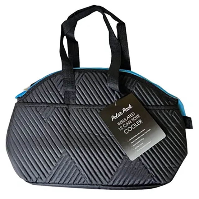 Cooler Bag Kole Imports Polar Pack 12 latas, bolsa acolchada, color negro y azul