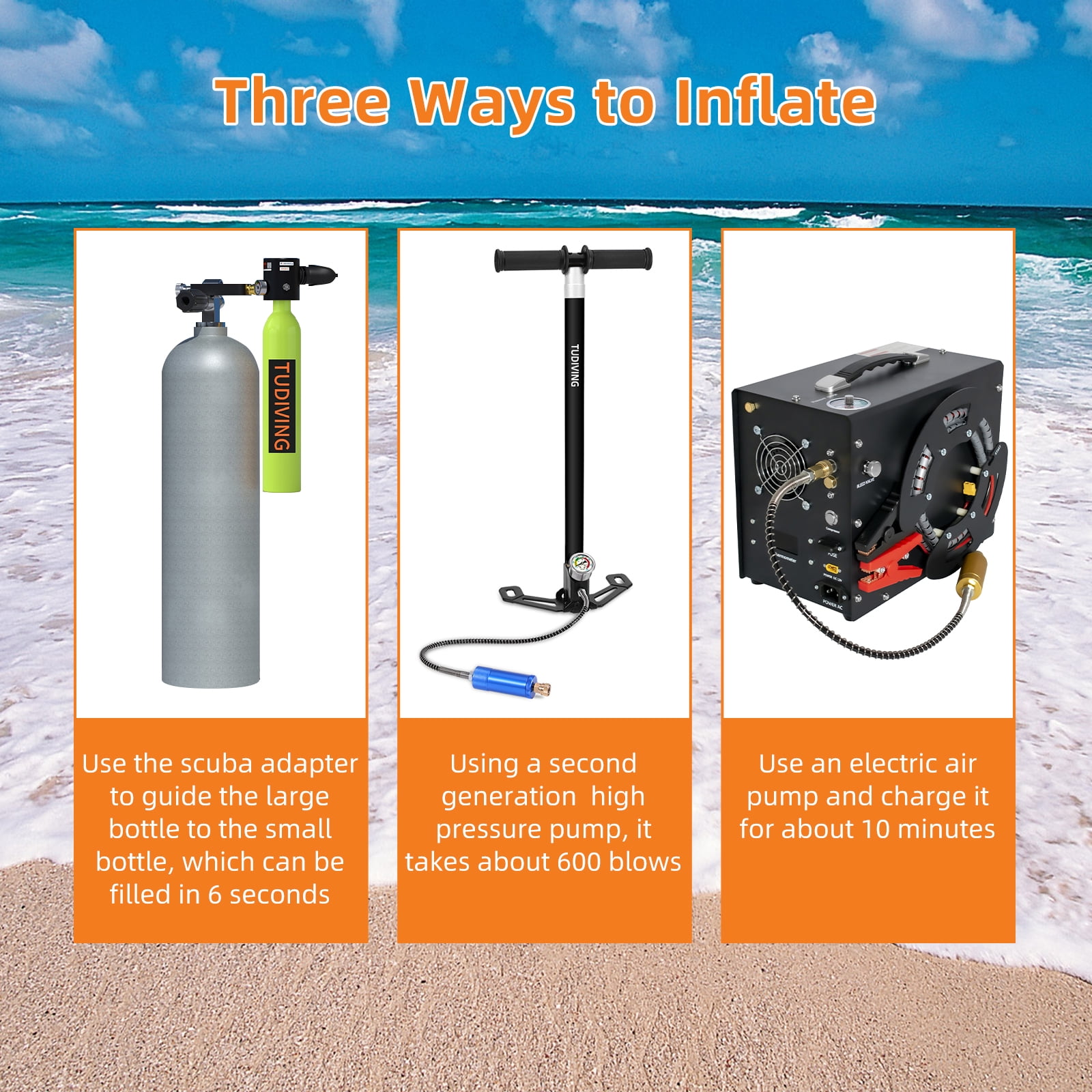 TUDIVING Mini Scuba Tank with Snorkel Mask, 0.5L Inflatable Diving Tank Suits for Recreational Snorkeling Shallow Diving