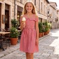 thumbnail image 7 of ITSAME Girls Slip Dress, Ruffle Waist-Cinching Plaid Print Summer Fashion Casual A-Line Dress Red 5-6T, 7 of 7