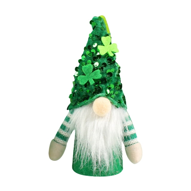Adornos enanos Luz Led Leprechaun Colgante Sombrero verde Trébol de la suerte Decoración para el hogar JShteea El nuevo