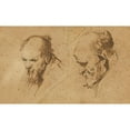 thumbnail image 2 of Rembrandt van Rijn 14x10 Black Ornate Wood Framed Double Matted Museum Art Print Titled: Two Studies of the Head of an Old Man (1626), 2 of 5