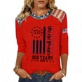 thumbnail image 2 of KDDYLITQ U.s. 250th Anniversary Tshirt for Women American Birthday 250th Birthday 3/4 Sleeve T-Shirts Summer National Flag Print Freedom Tees Printed Trendy Crew Neck Tops Red L, 2 of 4