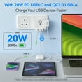thumbnail image 2 of Unidapt South Africa Power Adapter, Type M Plug with 3 US Outlets, 2 USB A QC 3.0 & 1 USB C 20W PD – Fast Charger for Travel to Bhutan, Botswana, Namibia, Nepal, 2 of 7