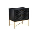 thumbnail image 5 of Rexi 26 Inch 2 Drawer Nightstand, Honeycomb, Mahogany Wood, Black, Gold- Saltoro Sherpi, 5 of 6
