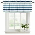 thumbnail image 2 of Blue Teal Ombre Grey Striped Valances for Windows, Decorative Rod Pocket Window Valance Curtains, Farmhouse Stripe Modern Short Curtain Drapes for Kitchen/Living Room, 2 Panels, 42" W x 12" L, 2 of 8