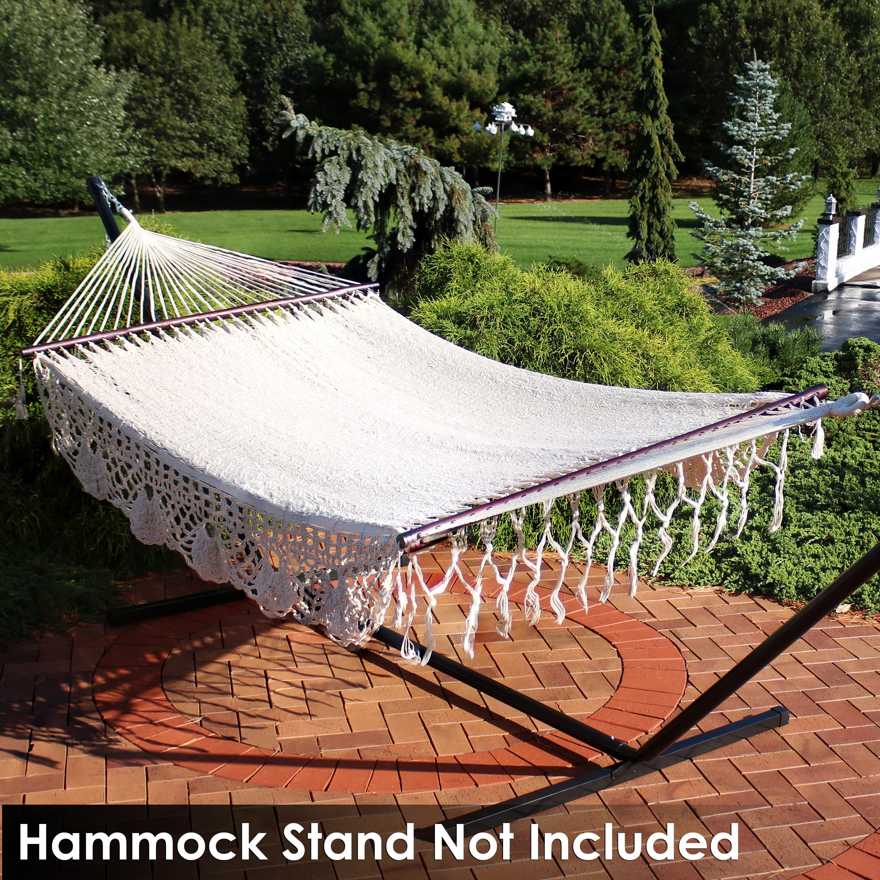 Sunnydaze Deluxe HandWoven Cotton Hammock with Spreader Bars Heavy