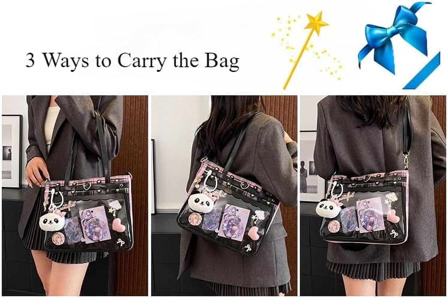 JUYGO Japanese Ita Bag Y2K Goth Cute Bags Kawaii Bags Crossbody Purse Messenger Bags for Women Shoulder Bag Tote