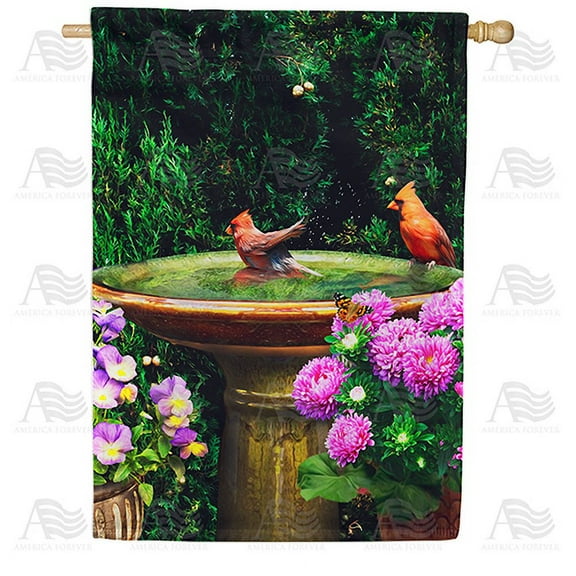America Forever Spring Cardinal House Flag 28 x 40 inches Double Sided Dahlias, Pansies, Summer Flowers - Seasonal Yard Lawn Outdoor Decorative Spring Floral House Flag