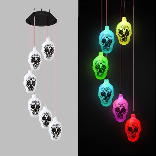 Linterna de carillón de viento solar de Halloween, cadena de linterna LED de muñeca colorida Wmkox8yii fhajkh3207