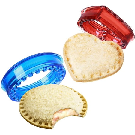 

Sandwich Cutter and Sealer Set of 2 (2PCs) Sandwich Maker Safety Material DIY Sandwich Cutter for Kids Bento Box Accessories-Great for Lunchbox(Blue&Red)