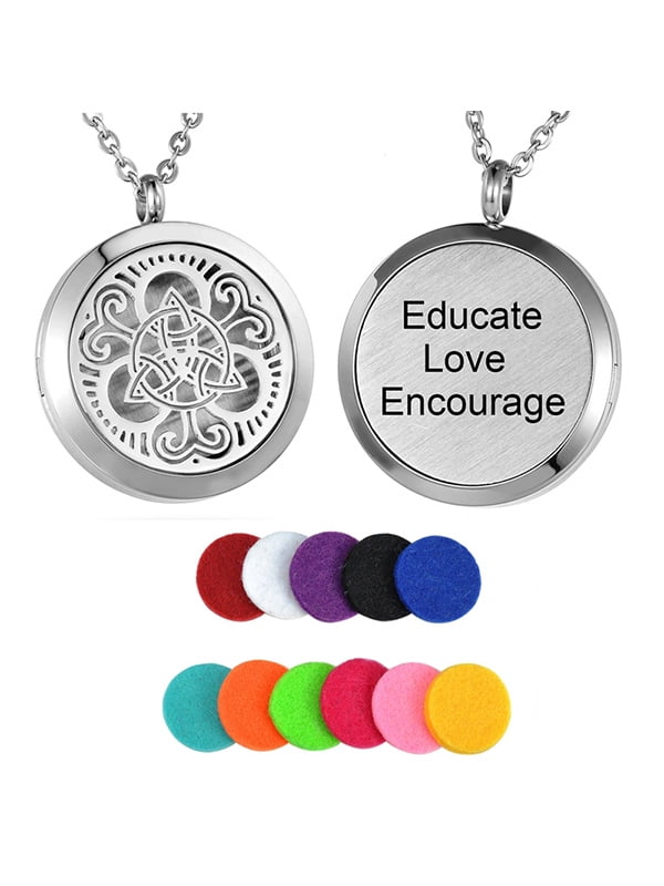 Celtic Knot Round Aromatherapy Perfume Essential Oil Diffuser Locket Necklace by Valyria
