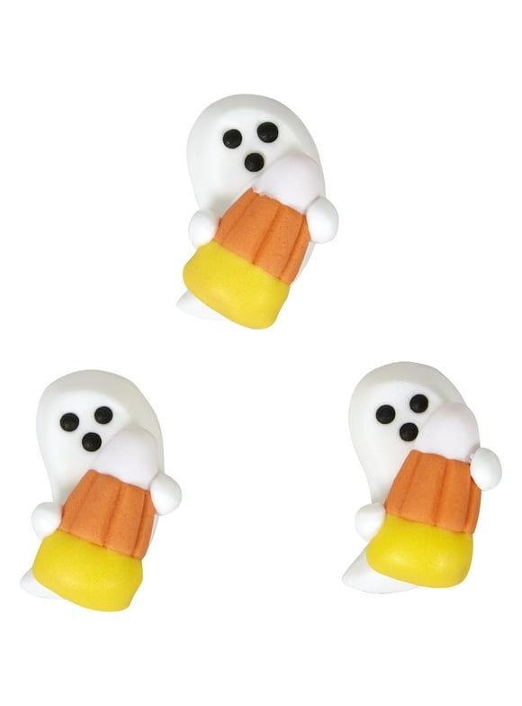 Wilton Royal Icing Decorations 12/Pkg-Ghost With Candy Corn