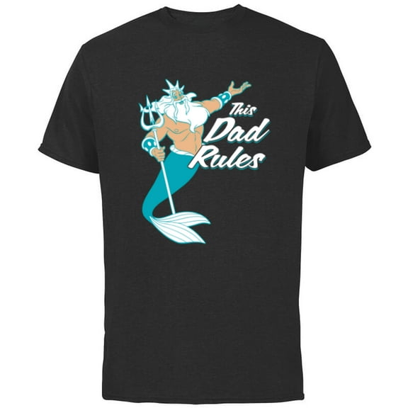 Disney The Little Mermaid King Triton Dad Men's - Short Sleeve Cotton T-Shirt for Adults - Customized-Black
