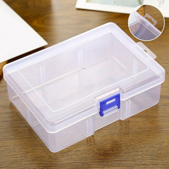 4Pcs Rectangle Mini Storage Containers Box with Hinged Lid for Accessories, Crafts, Learning Supplies, Screws, Drills, Battery 16.5cm*12cm*5.8cm White