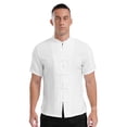 thumbnail image 4 of Chaqueta de Chef de lino y algodón para hombre y mujer, camisa de cocinero con cuello mandarín chino, uniforme de cocina y restaurante, Unisex, 4 of 5