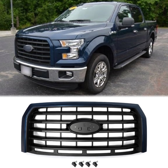 For 2015-2017 Ford F-150 Blue Jeans Front Upper Bumper Grille Grill