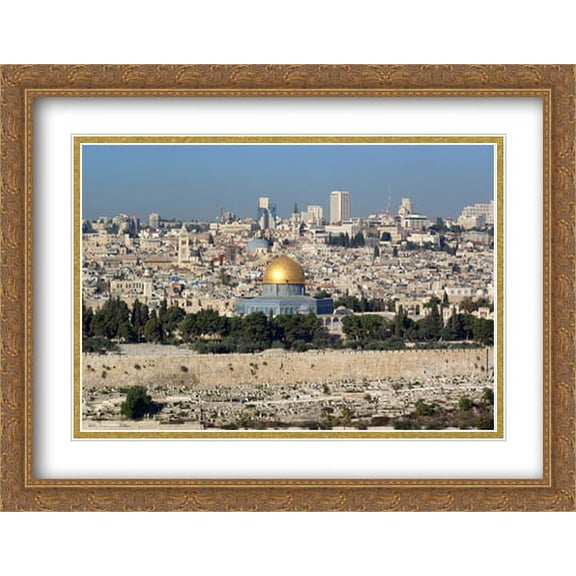 Jerusalem Dome of the Rock 2x Matted 36x28 Large Gold Ornate Framed Art Print by The Cityscape Art Print Series