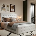thumbnail image 1 of CazToi Full Size Upholstered Platform Bed Frame with Storage Drawers Diamond Tufted Headboard & Wood Slats No Box Spring Needed, 1 of 9