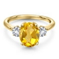 thumbnail image 3 of Gem Stone King 2.90 Ct Yellow Citrine White Created Sapphire 18K Yellow Gold Plated Silver Ring, 3 of 6