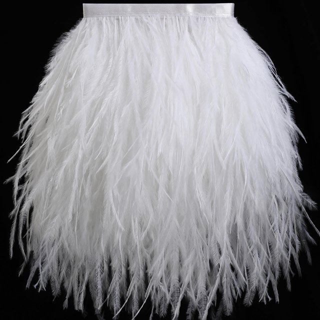 Plumas con flecos, diseño de avestruz blanca, 1,5 capas, 10-13 cm, 2 m