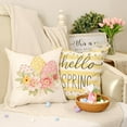 thumbnail image 5 of hofaaa Happy Easter Pillow Covers 20x20 Inch Set of 4, Striped Hello Spring Floral Bunny Rabbit Eggs Decorative Farmhouse Throw Pillowcases for Home Sofa Couch Decoration (Yellow) G452-20, 5 of 6