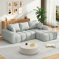 thumbnail image 5 of 101" Cloud Sectional Couch with L-Shaped Chaise, Modular Sectional Sofa with Deep Seat, Comfy Corduroy Boneless Couches for Living Room, No Assembly Required, Pearl Gray, 5 of 9