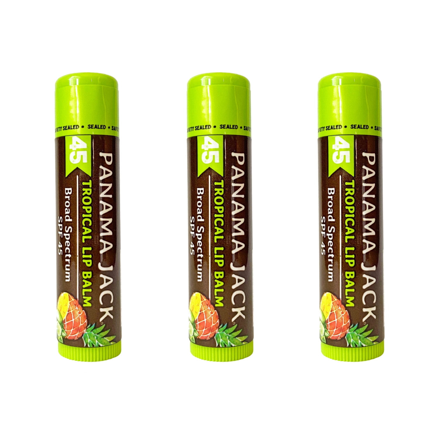 Panama Jack SPF 45 Lip Balm - Broad Spectrum UVA-UVB Sunscreen Protection, Prevents & Soothes Dry, Chapped Lips (Pack of 3, Mango)